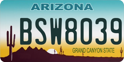 AZ license plate BSW8039