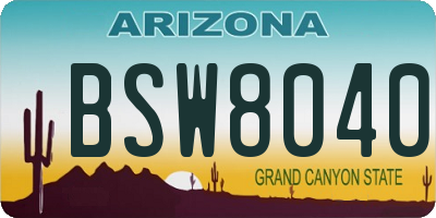 AZ license plate BSW8040