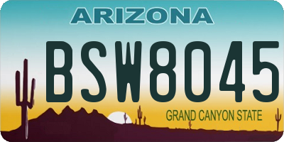 AZ license plate BSW8045