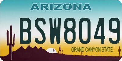 AZ license plate BSW8049