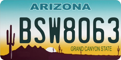 AZ license plate BSW8063