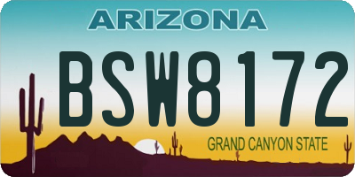 AZ license plate BSW8172