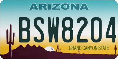 AZ license plate BSW8204