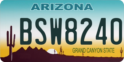 AZ license plate BSW8240