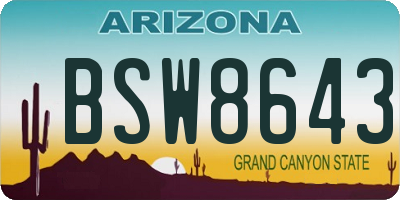 AZ license plate BSW8643