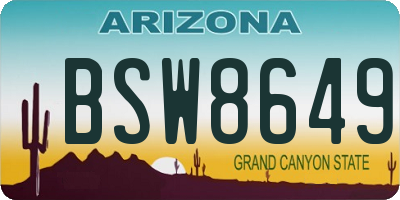 AZ license plate BSW8649