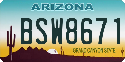 AZ license plate BSW8671