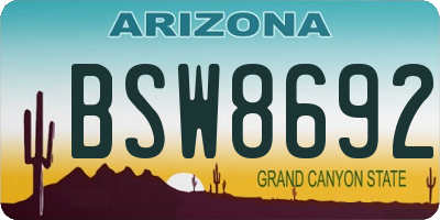 AZ license plate BSW8692