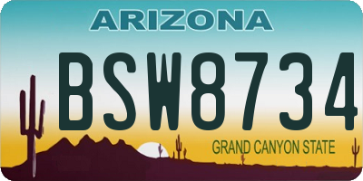 AZ license plate BSW8734
