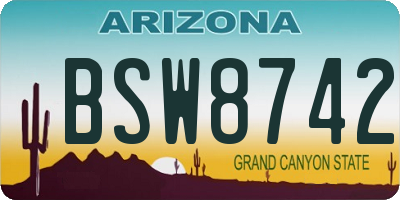 AZ license plate BSW8742