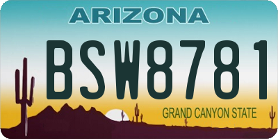 AZ license plate BSW8781