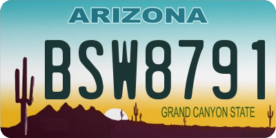 AZ license plate BSW8791