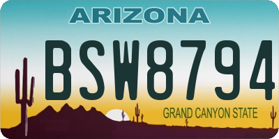 AZ license plate BSW8794