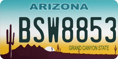 AZ license plate BSW8853