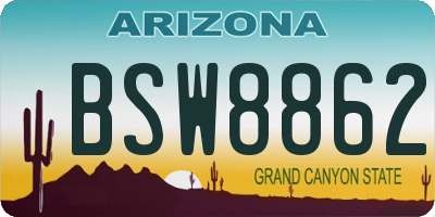 AZ license plate BSW8862