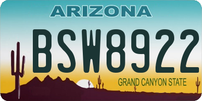 AZ license plate BSW8922