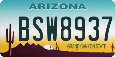 AZ license plate BSW8937