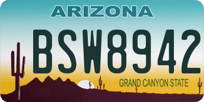 AZ license plate BSW8942