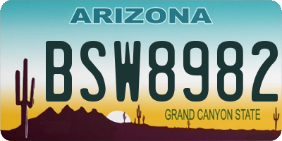 AZ license plate BSW8982