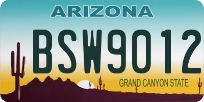 AZ license plate BSW9012