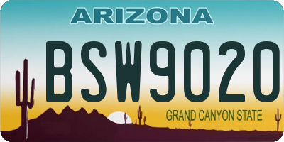 AZ license plate BSW9020