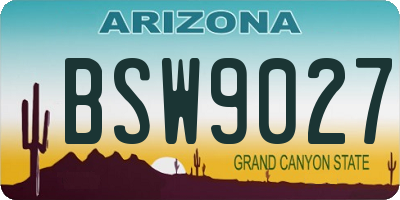 AZ license plate BSW9027
