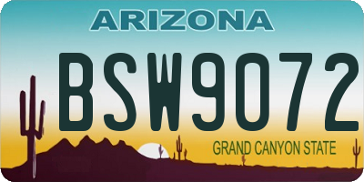 AZ license plate BSW9072