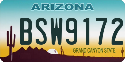 AZ license plate BSW9172