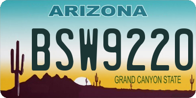 AZ license plate BSW9220