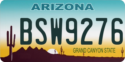 AZ license plate BSW9276