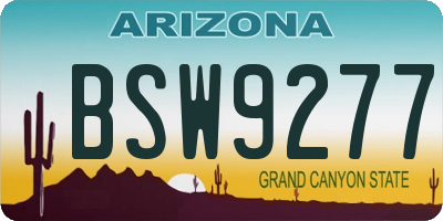 AZ license plate BSW9277