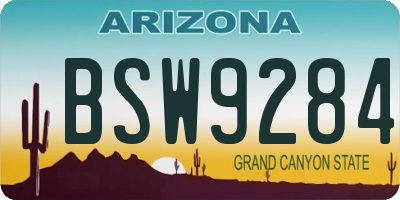 AZ license plate BSW9284