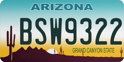 AZ license plate BSW9322