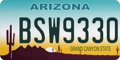 AZ license plate BSW9330