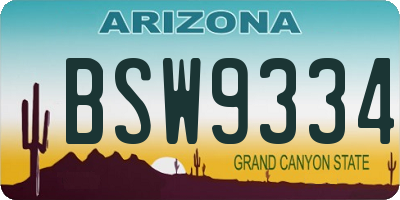 AZ license plate BSW9334