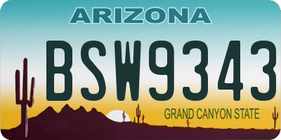 AZ license plate BSW9343