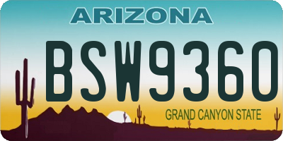 AZ license plate BSW9360
