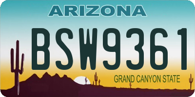 AZ license plate BSW9361