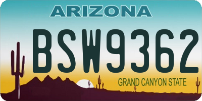 AZ license plate BSW9362