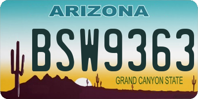 AZ license plate BSW9363