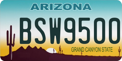 AZ license plate BSW9500