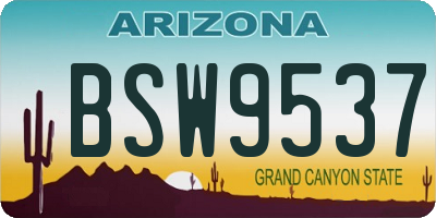 AZ license plate BSW9537