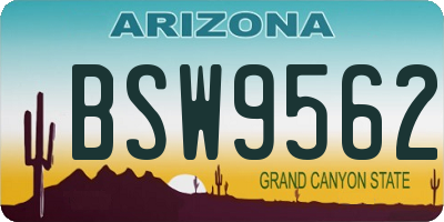 AZ license plate BSW9562