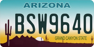 AZ license plate BSW9640