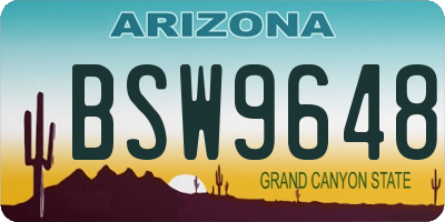 AZ license plate BSW9648