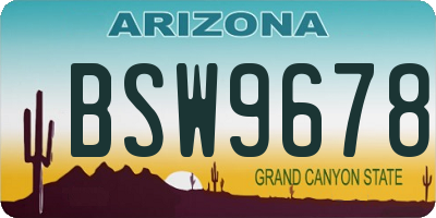AZ license plate BSW9678