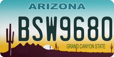 AZ license plate BSW9680