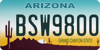 AZ license plate BSW9800