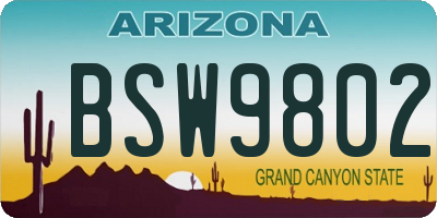 AZ license plate BSW9802