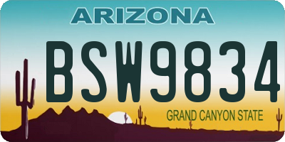 AZ license plate BSW9834